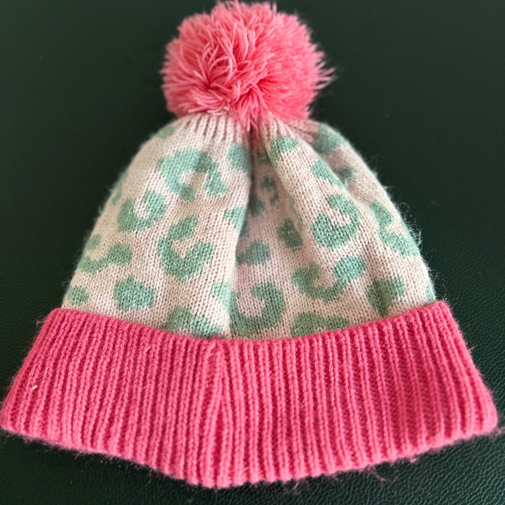 Leopard Print Fuzzy Pom Beanie